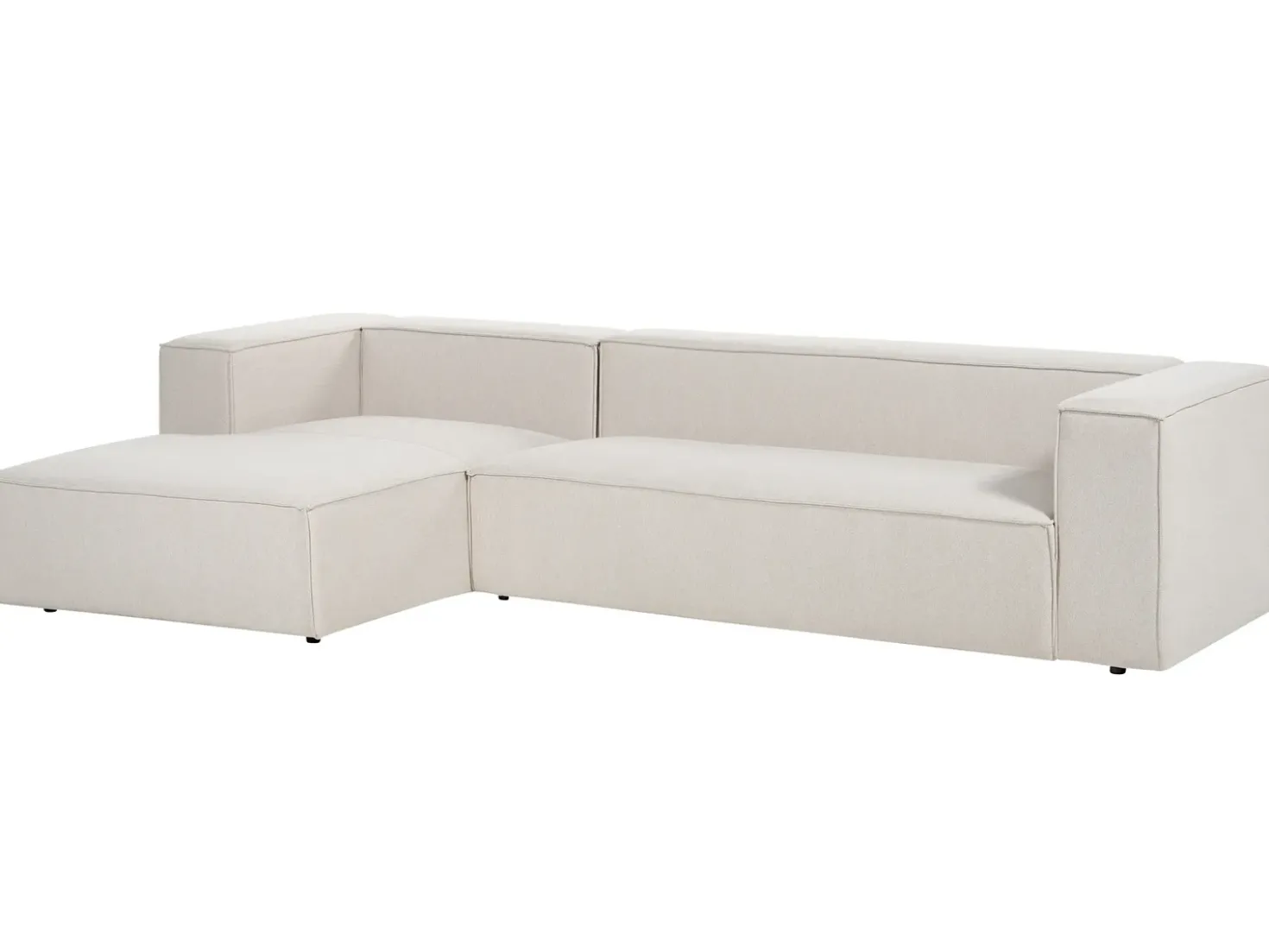 Divano angolare 3 posti VERNON Tessuto Beige chiaro Lato destro
