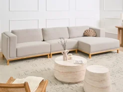 Divano angolare 5 posti VENG Tessuto Beige chiaro Lato Sinistro