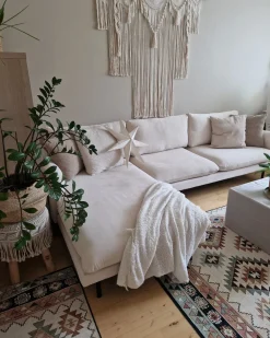 Divano angolare 4 posti VINTERBRO Velluto Beige chiaro Lato destro