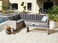 Divano angolare da giardino 8 posti VITERBO Rattan sintetico (PE) Grigio