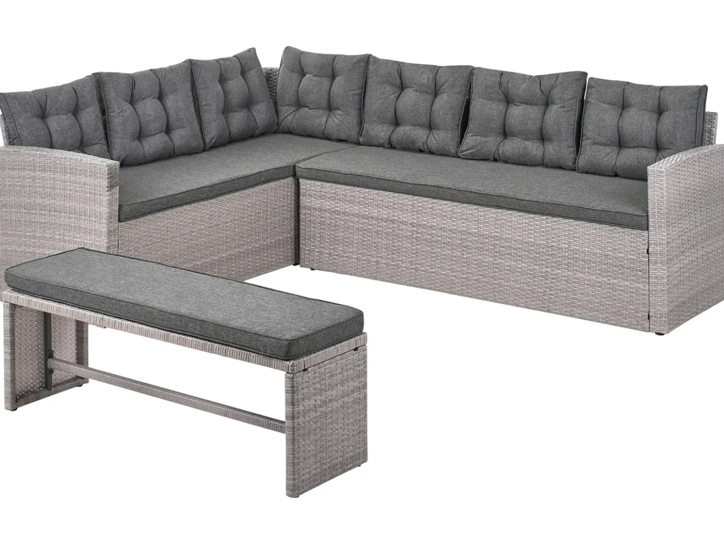 Divano angolare da giardino 8 posti VITERBO Rattan sintetico (PE) Grigio