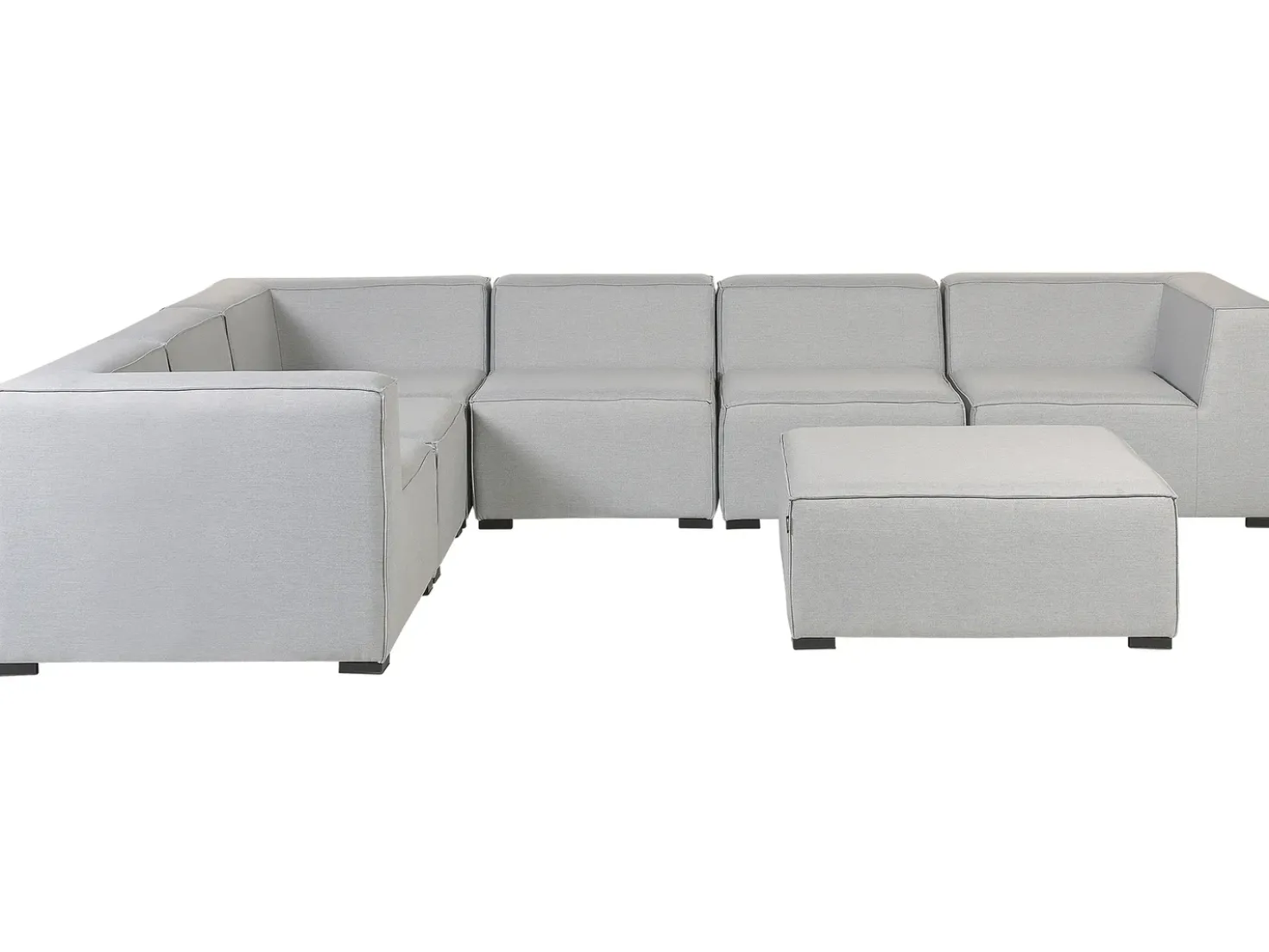 Divano angolare da giardino con pouf 7 posti AREZZO Lato Sinistro Modulare Grigio chiaro