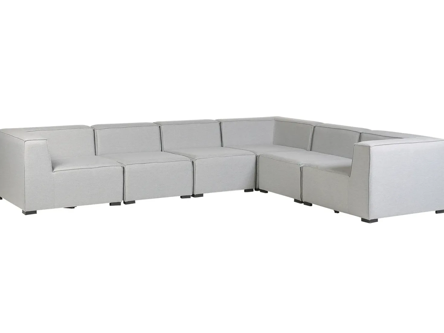Divano angolare da giardino con pouf 7 posti AREZZO Lato Sinistro Modulare Grigio chiaro