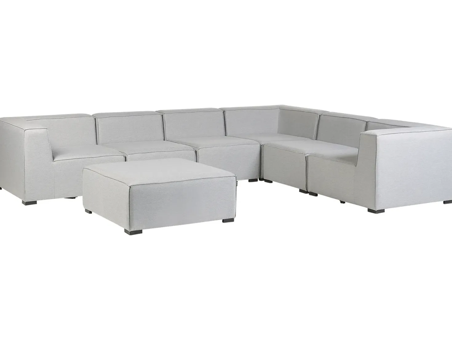Divano angolare da giardino con pouf 7 posti AREZZO Lato Sinistro Modulare Grigio chiaro