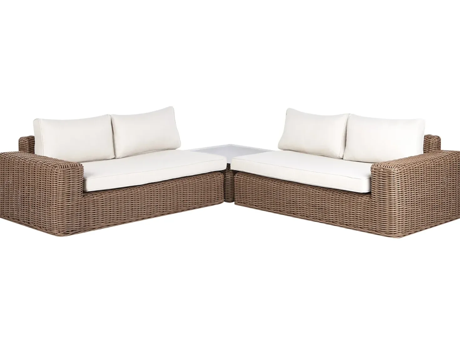 Divano angolare da giardino con pouf 6 posti PALERMO Modulare Rattan sintetico (PE) Marrone