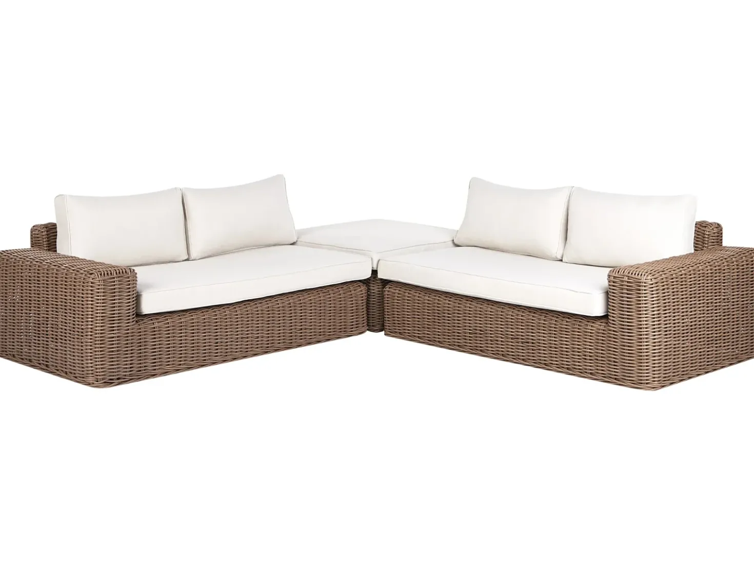 Divano angolare da giardino con pouf 6 posti PALERMO Modulare Rattan sintetico (PE) Marrone