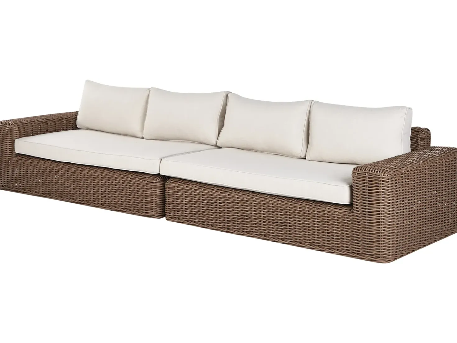 Divano angolare da giardino con pouf 6 posti PALERMO Modulare Rattan sintetico (PE) Marrone