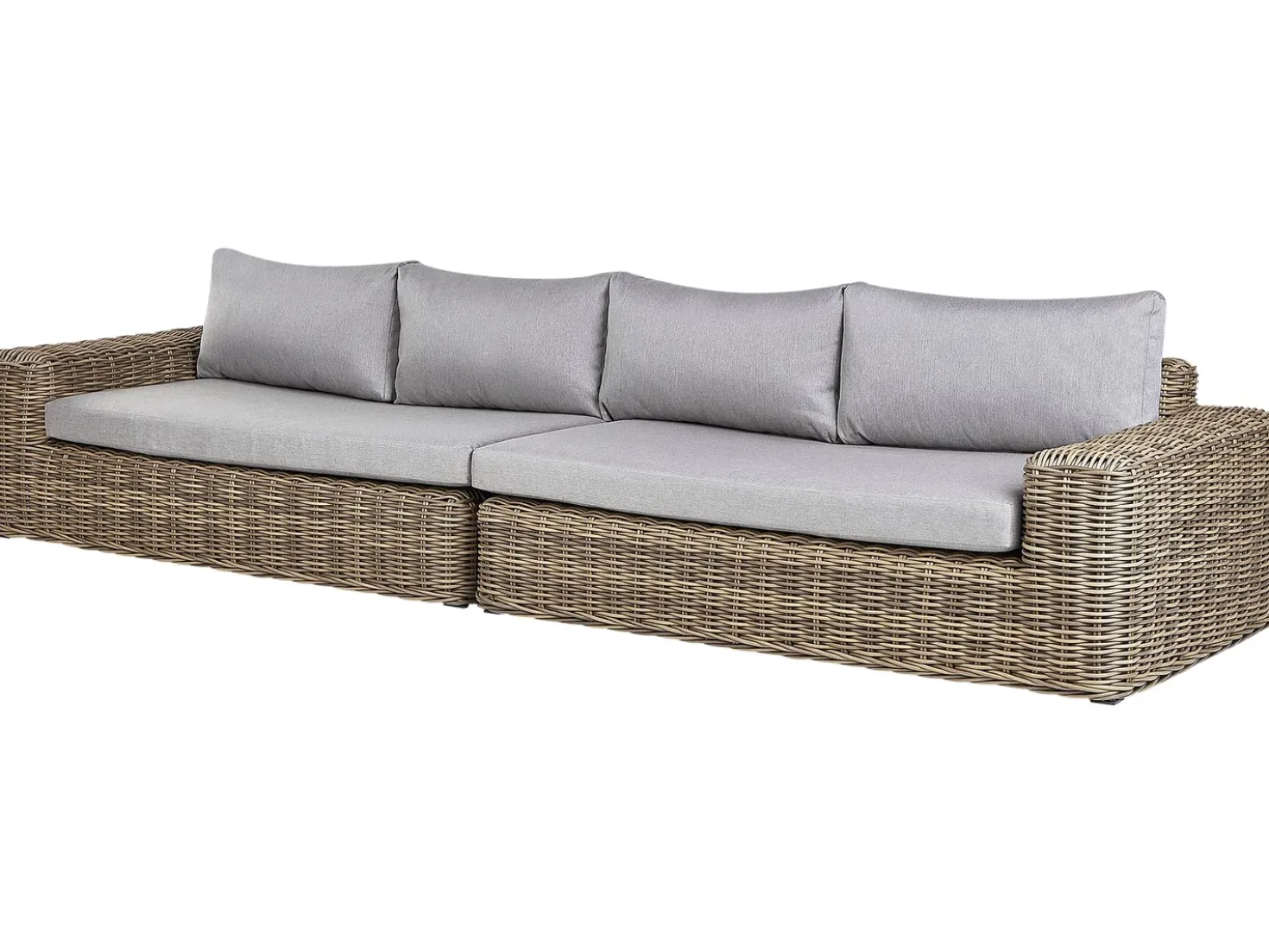 Divano angolare da giardino con pouf 6 posti PALERMO Modulare Rattan sintetico (PE) Marrone chiaro