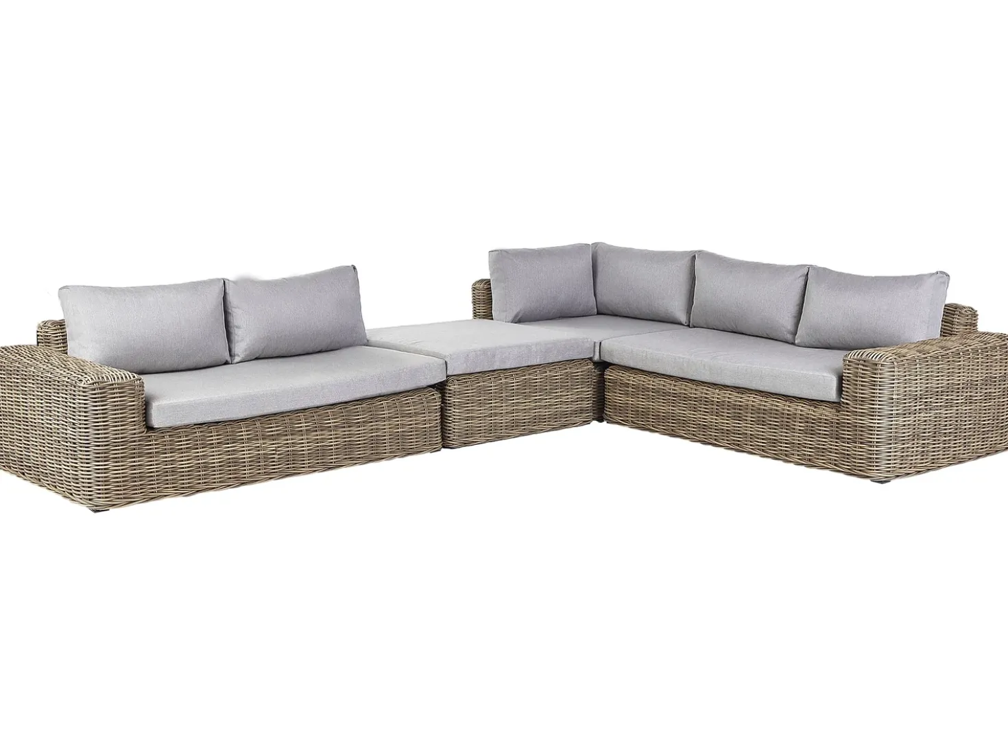 Divano angolare da giardino con pouf 6 posti PALERMO Modulare Rattan sintetico (PE) Marrone chiaro