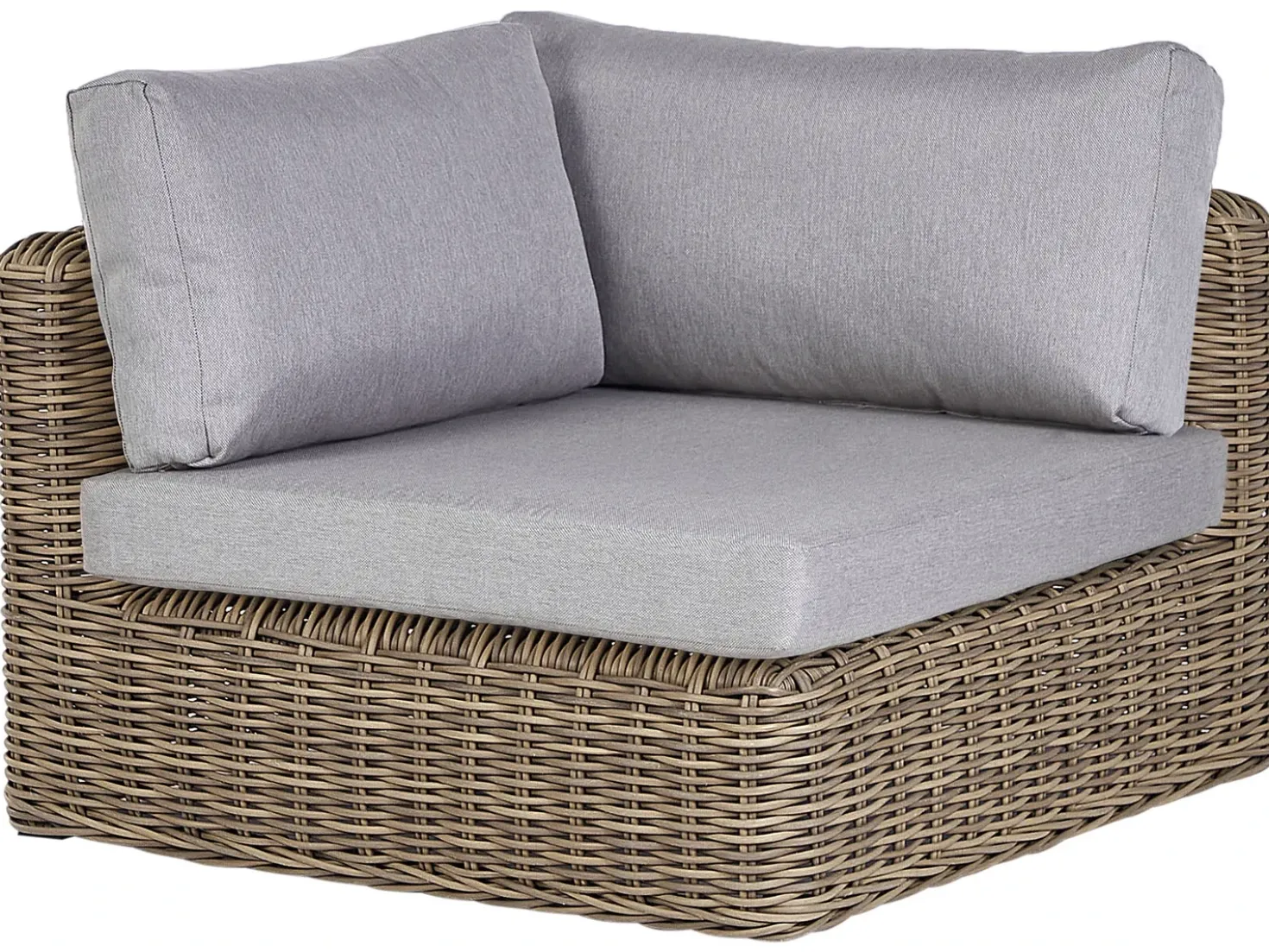 Divano angolare da giardino con pouf 6 posti PALERMO Modulare Rattan sintetico (PE) Marrone chiaro