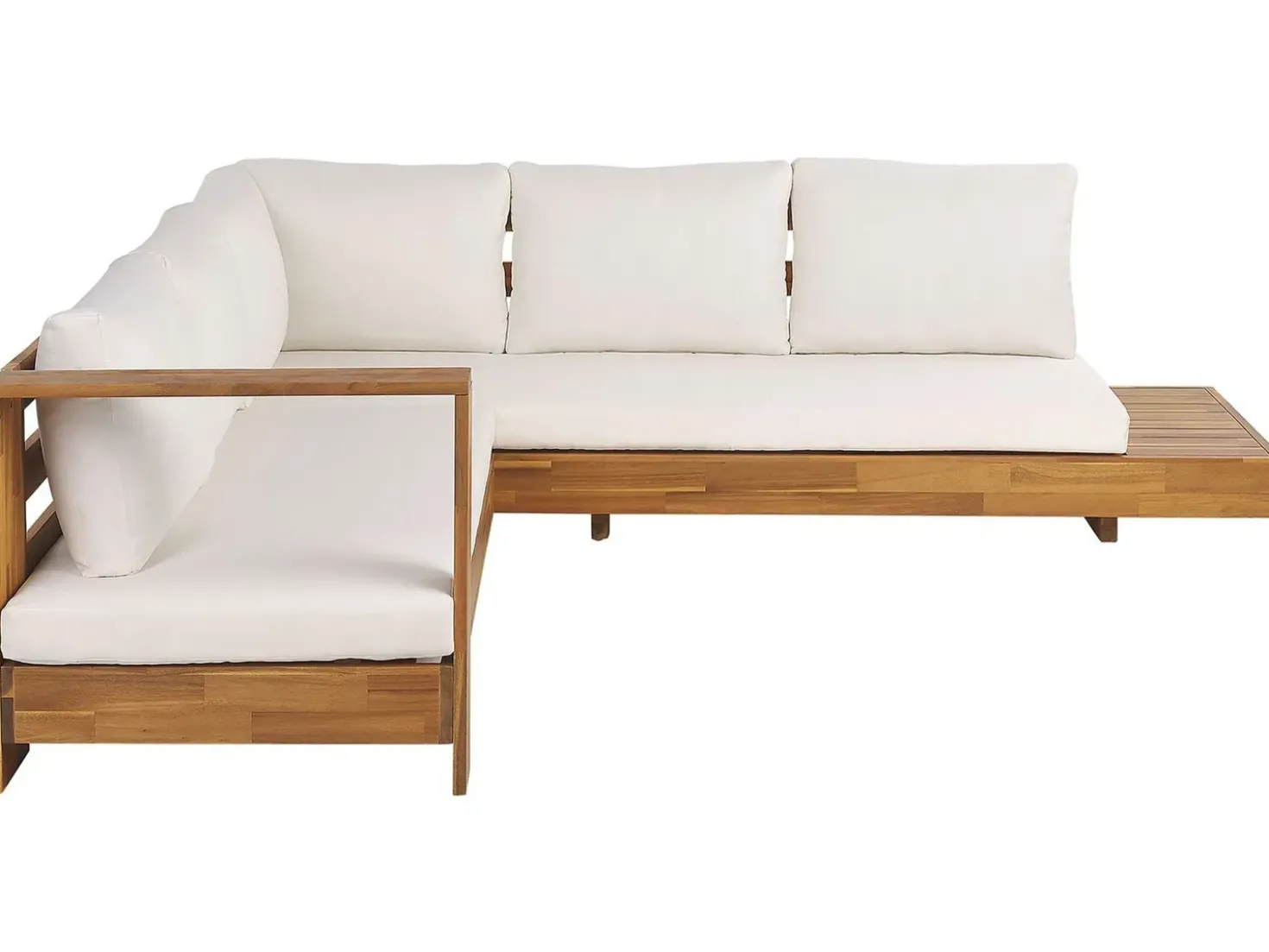 Divano angolare da giardino 5 posti MARETTIMO Lato Sinistro Legno di acacia certificato Marrone