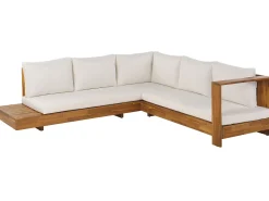 Divano angolare da giardino 5 posti MARETTIMO Lato Sinistro Legno di acacia certificato Marrone