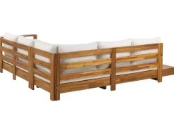 Divano angolare da giardino 5 posti MARETTIMO Lato Sinistro Legno di acacia certificato Marrone