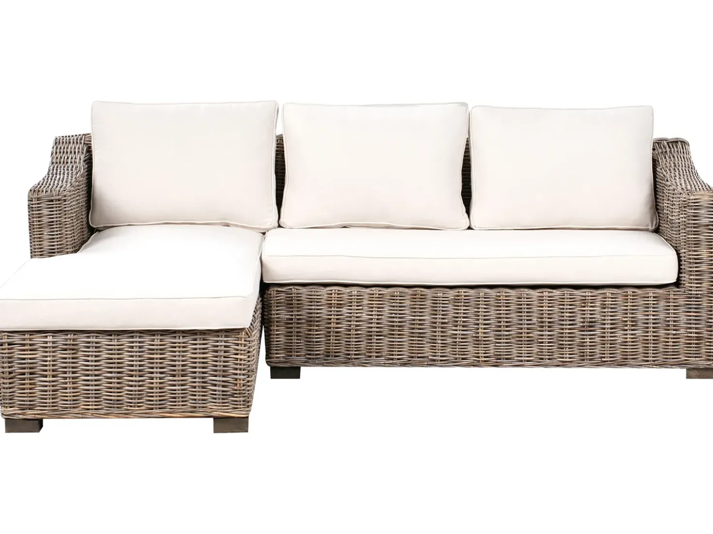 Divano angolare da giardino 3 posti VALLETRI Lato destro Rattan Grigio