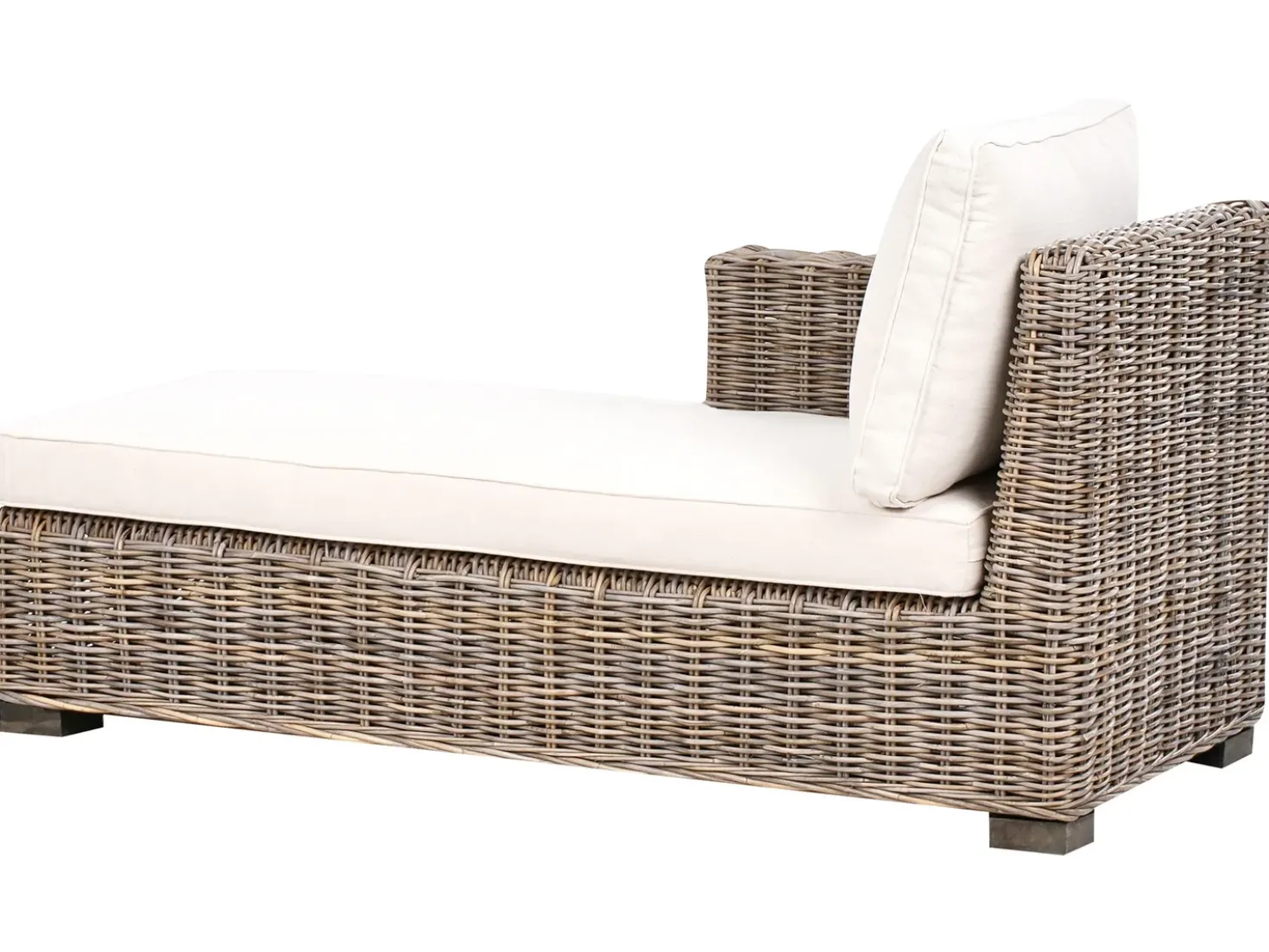 Divano angolare da giardino 3 posti VALLETRI Lato destro Rattan Grigio