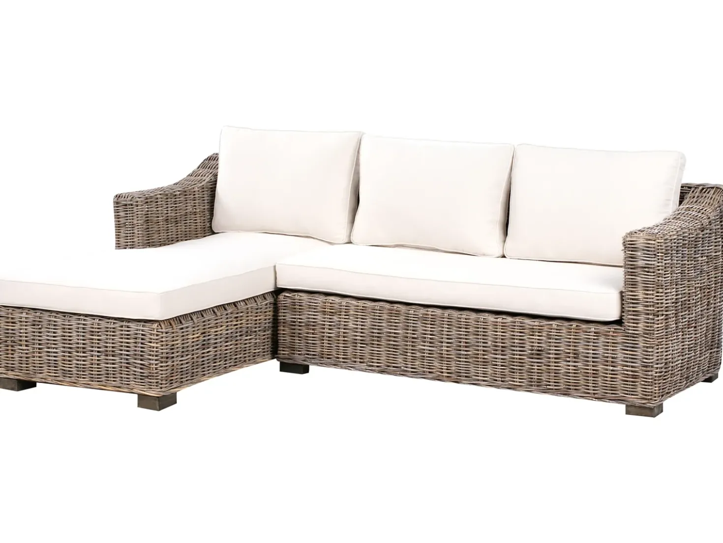 Divano angolare da giardino 3 posti VALLETRI Lato destro Rattan Grigio
