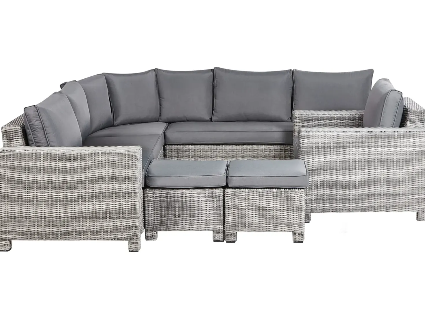Divano angolare da giardino con pouf 9 posti TEGLIO Rattan sintetico (PE) Grigio