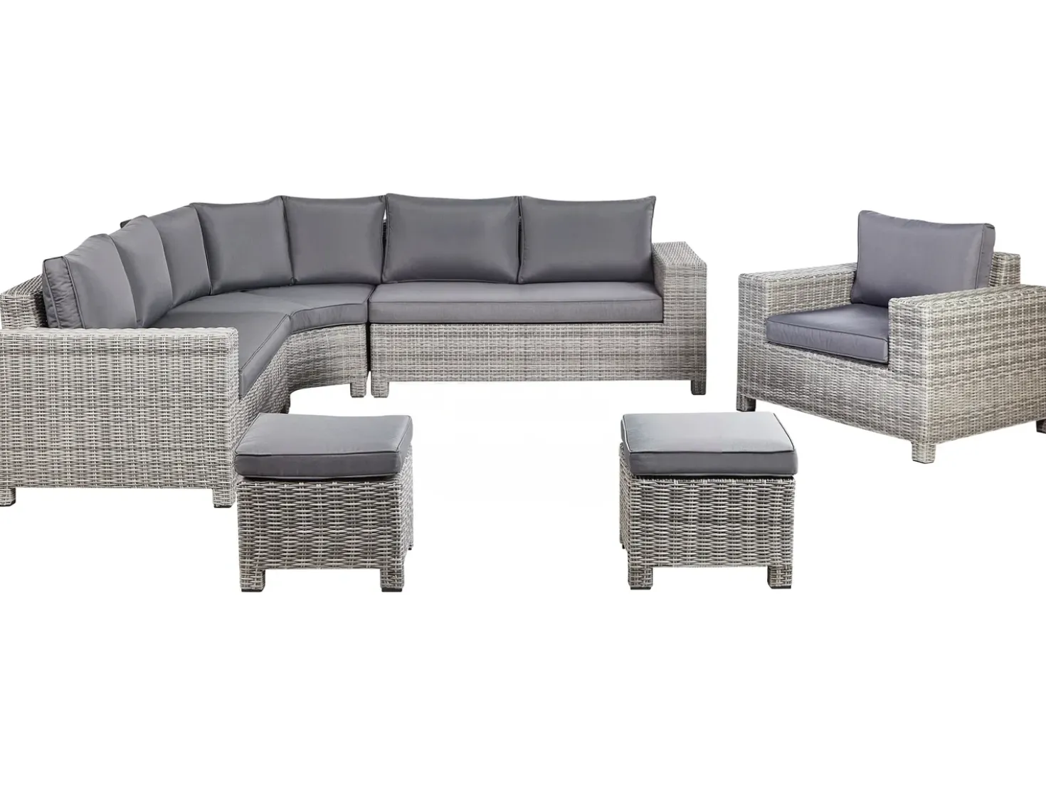 Divano angolare da giardino con pouf 9 posti TEGLIO Rattan sintetico (PE) Grigio