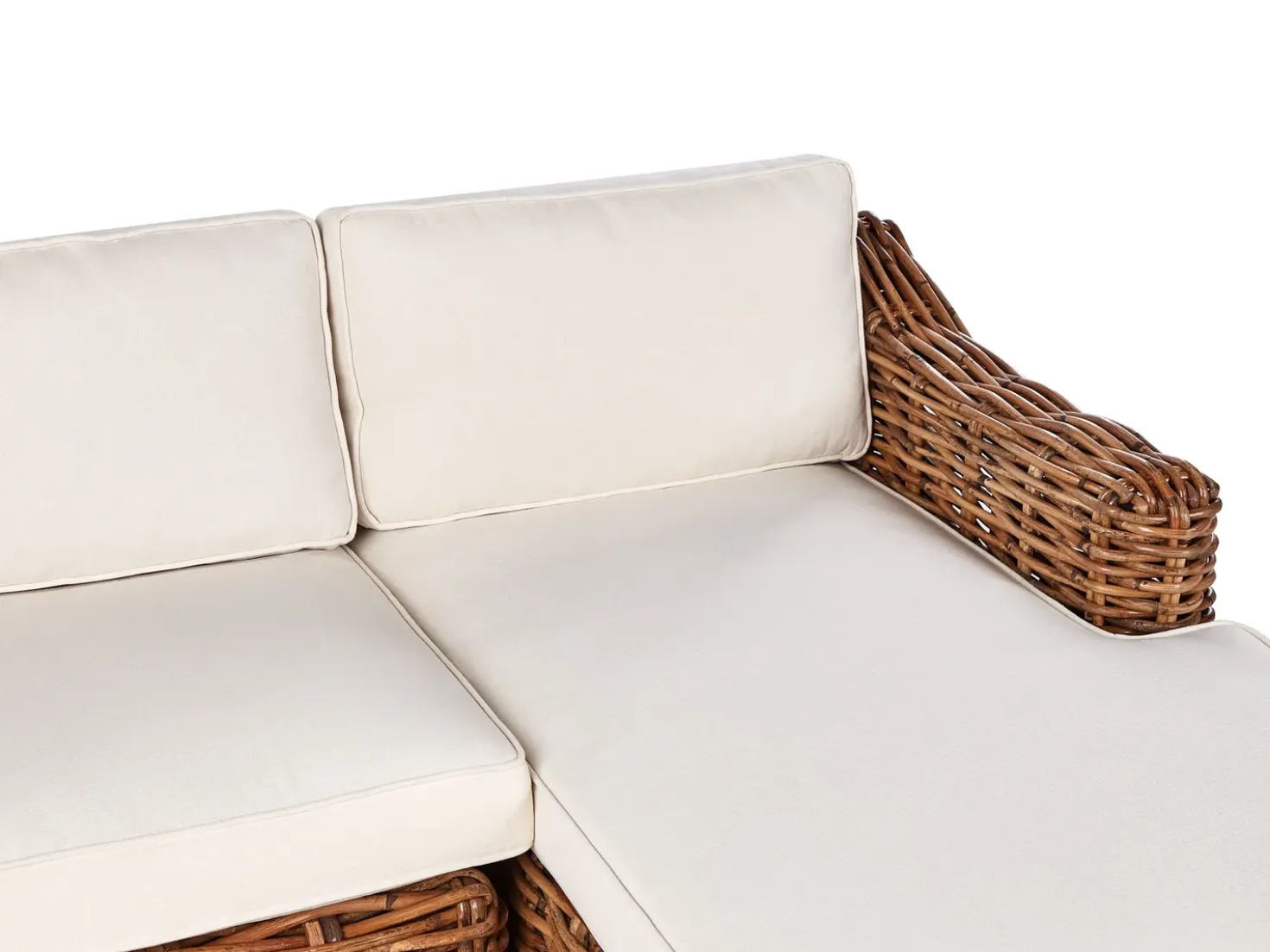 Divano angolare da giardino 3 posti BRIATICO Lato Sinistro Rattan Naturale