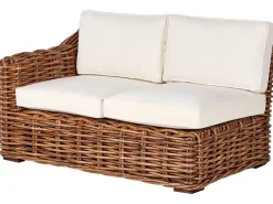 Divano angolare da giardino 3 posti BRIATICO Lato Sinistro Rattan Naturale