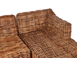 Divano angolare da giardino 3 posti BRIATICO Lato Sinistro Rattan Naturale