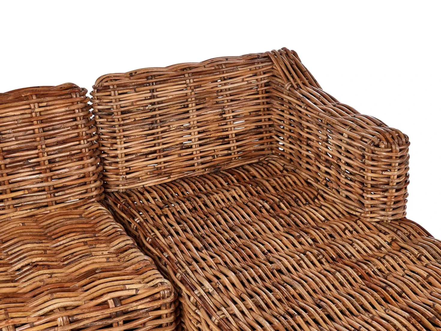 Divano angolare da giardino 3 posti BRIATICO Lato Sinistro Rattan Naturale
