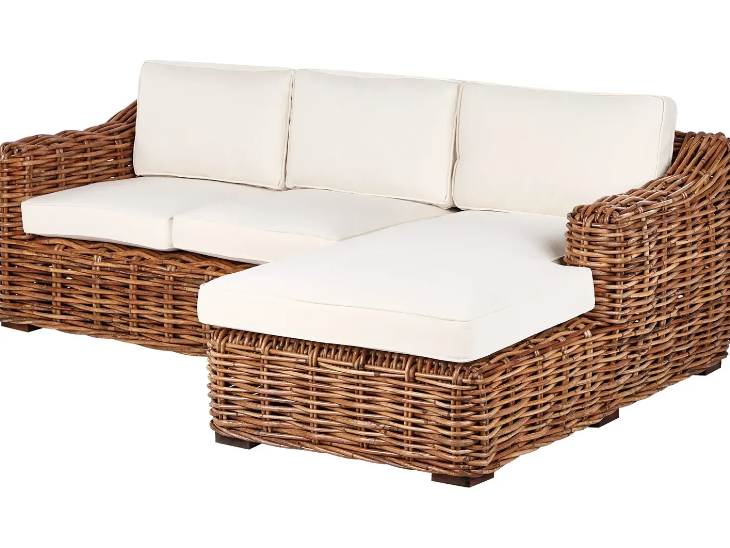 Divano angolare da giardino 3 posti BRIATICO Lato Sinistro Rattan Naturale