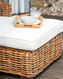 Divano angolare da giardino 3 posti BRIATICO Lato Sinistro Rattan Naturale