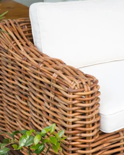 Divano angolare da giardino 3 posti BRIATICO Lato Sinistro Rattan Naturale