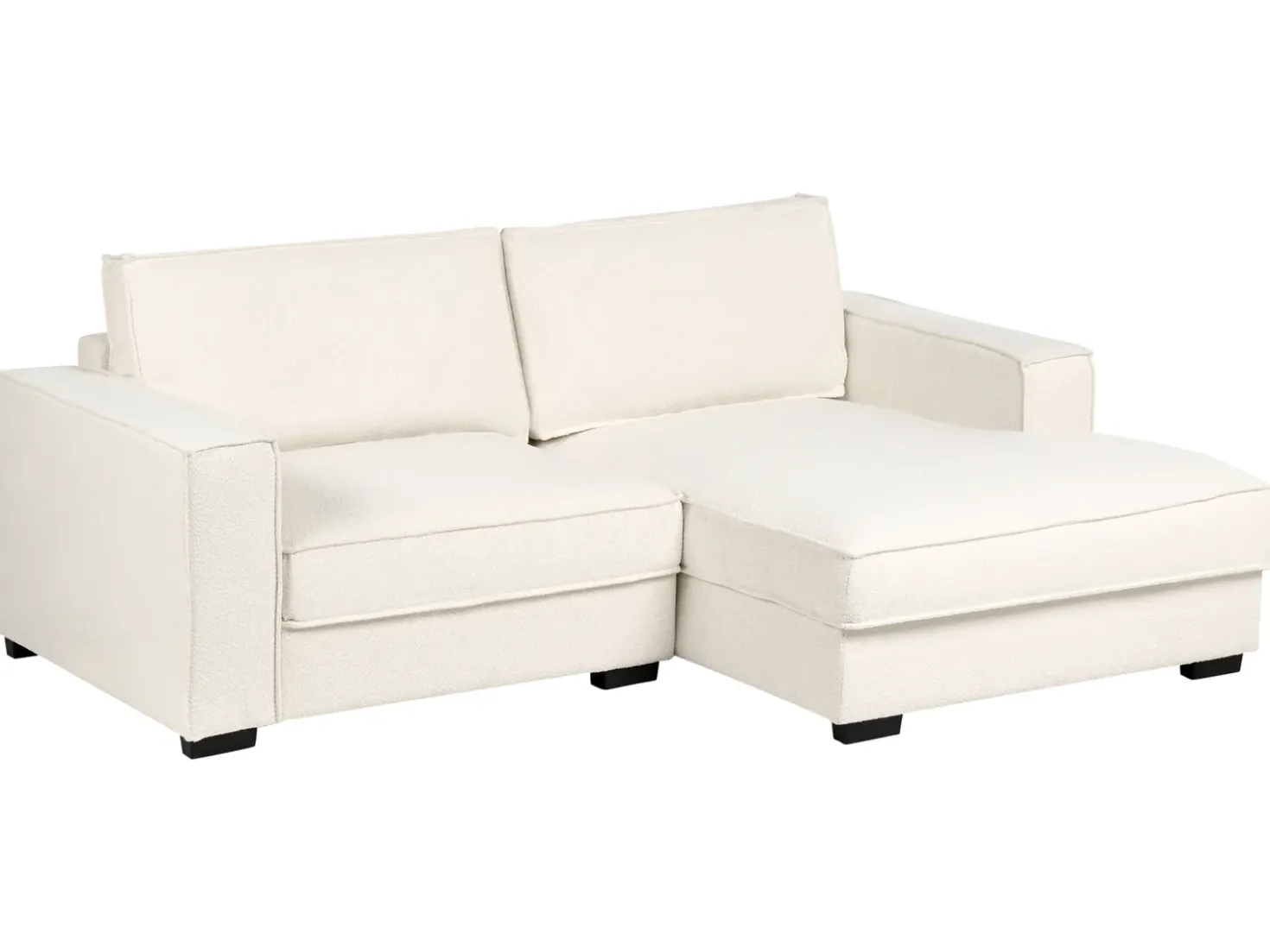 Divano angolare KOLDING Bouclé Beige chiaro con ottomana Lato Sinistro