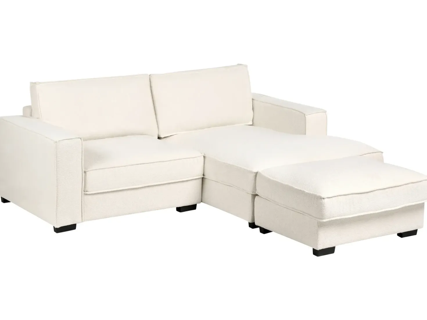 Divano angolare KOLDING Bouclé Beige chiaro con ottomana Lato Sinistro