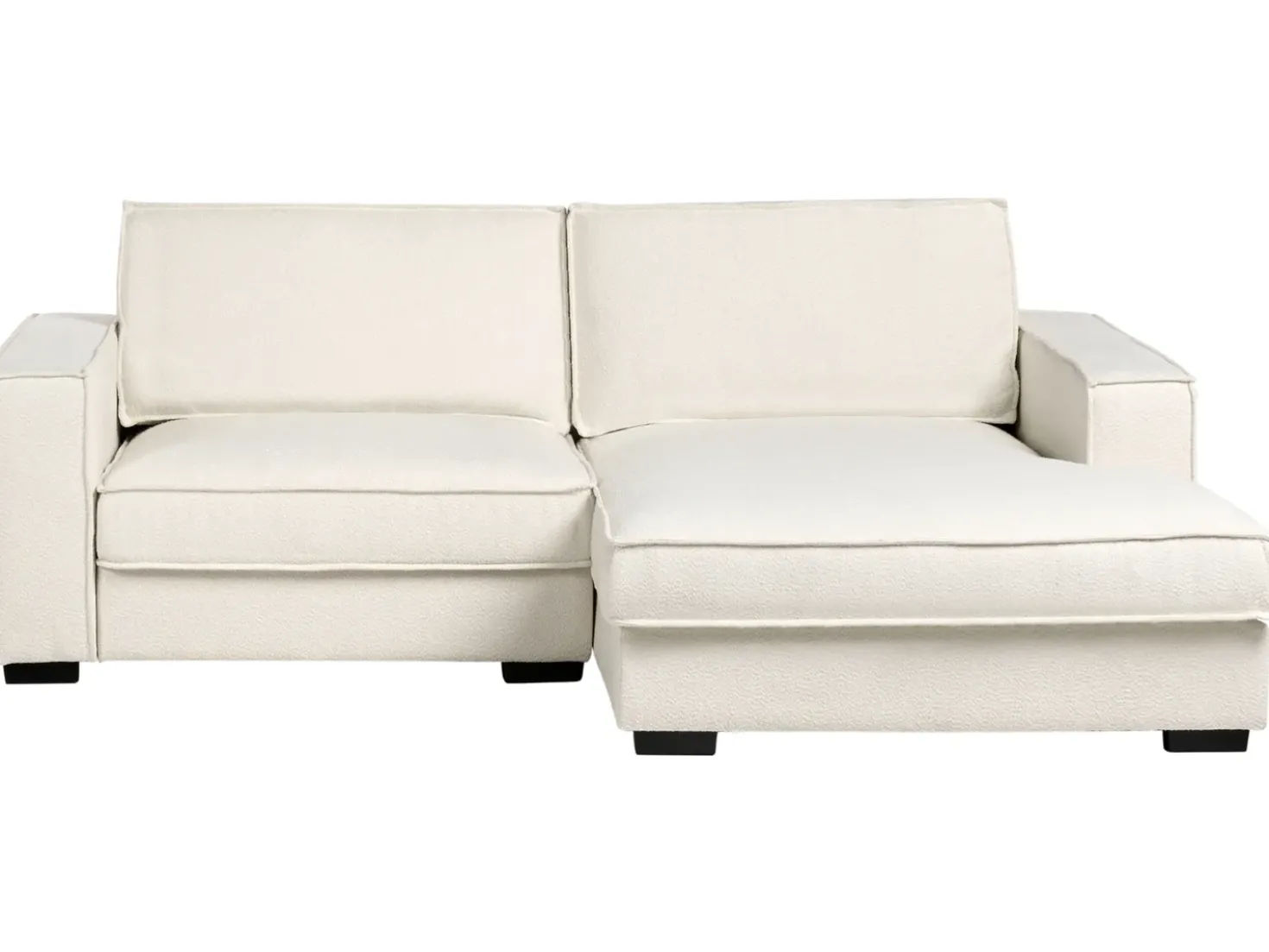 Divano angolare KOLDING Bouclé Beige chiaro con ottomana Lato Sinistro