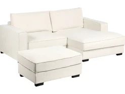 Divano angolare KOLDING Bouclé Beige chiaro con ottomana Lato Sinistro