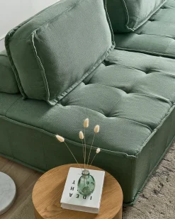 Divano angolare modulare 5 posti TIBRO Tessuto Verde chiaro Lato Sinistro