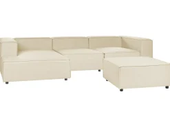 Divano angolare modulare 3 posti APRICA Lino sintetico Beige con ottomana Lato destro
