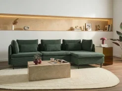 Divano angolare modulare 3 posti EGERIS Velluto a coste Verde scuro Lato Sinistro