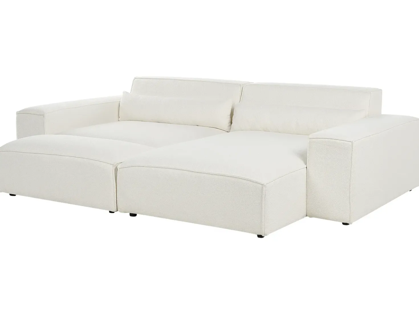 Divano angolare modulare 3 posti HELLNAR Bouclé Bianco sporco con ottomana Lato Sinistro