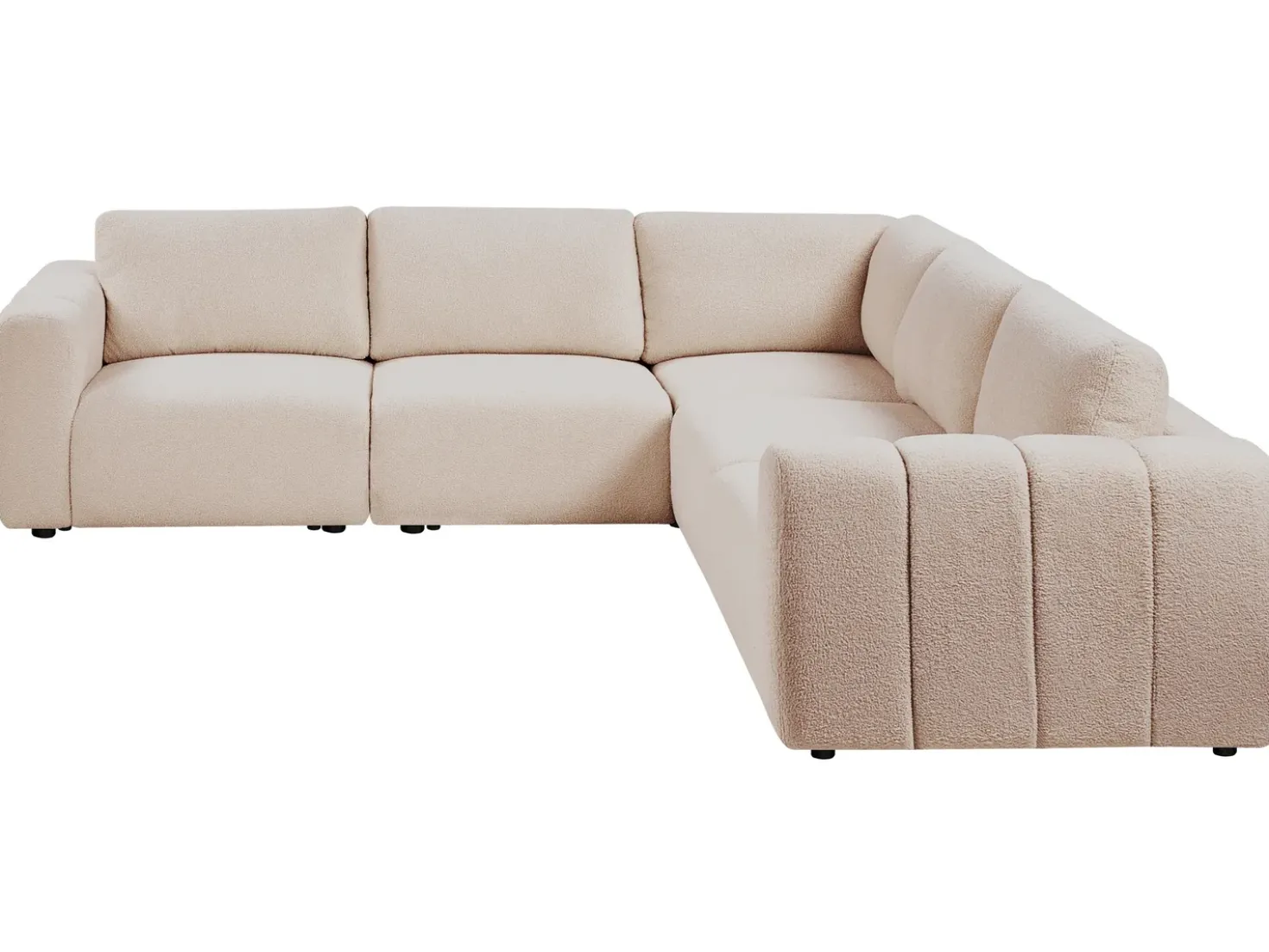 Divano angolare modulare 5 posti KIVVIK Bouclé Beige Lato Sinistro