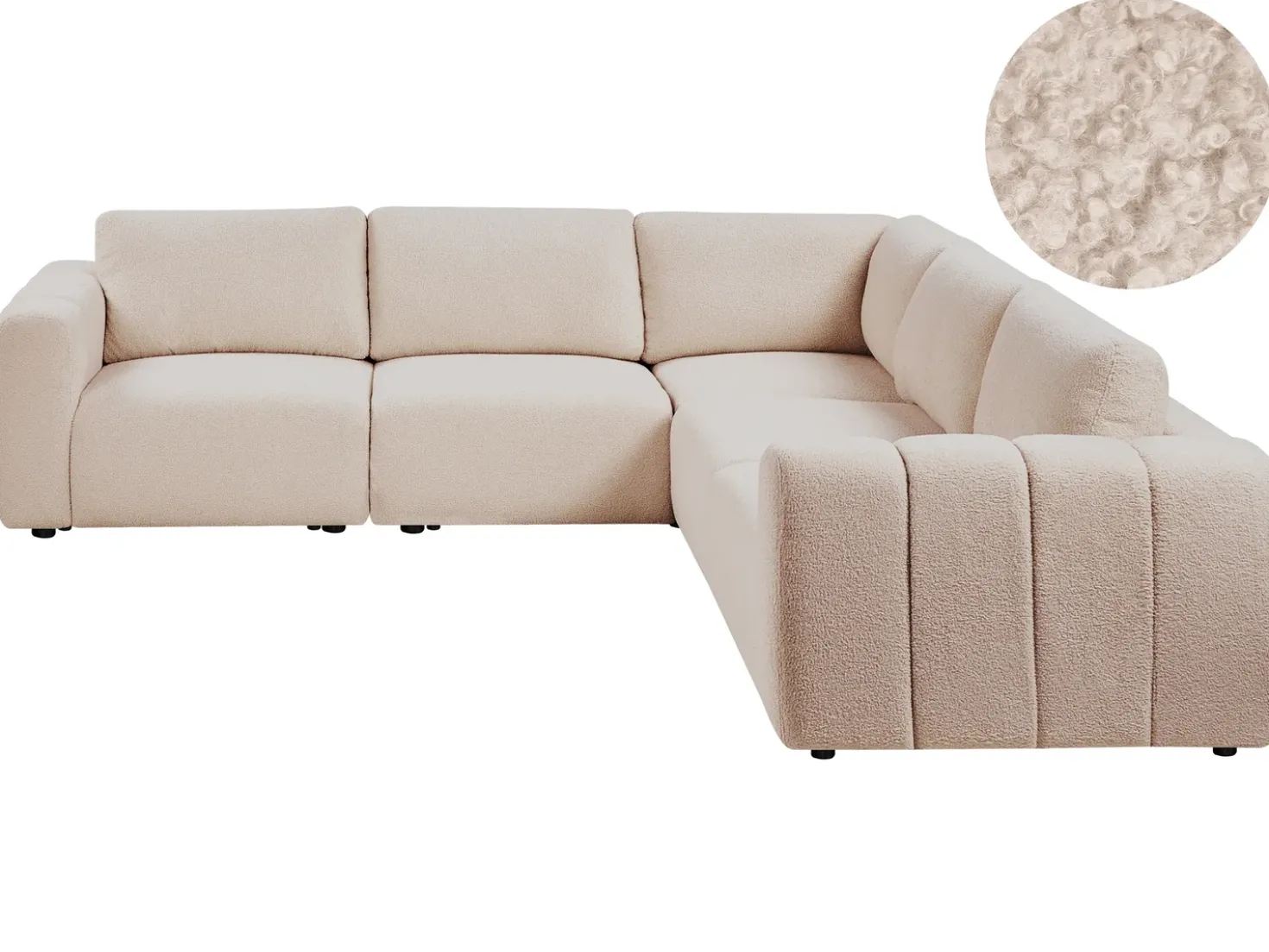 Divano angolare modulare 5 posti KIVVIK Bouclé Beige Lato Sinistro
