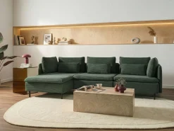 Divano angolare modulare 3 posti EGERIS Velluto a coste Verde scuro Lato destro