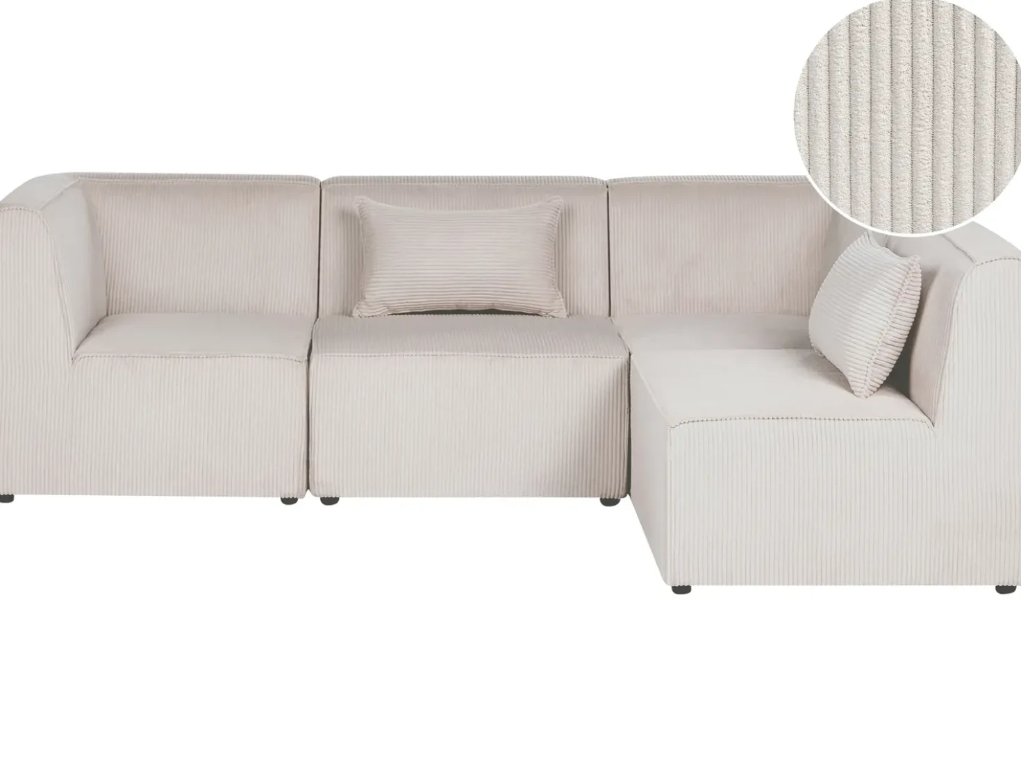 Divano angolare modulare 4 posti LEMVIG Velluto a coste Beige Lato Sinistro