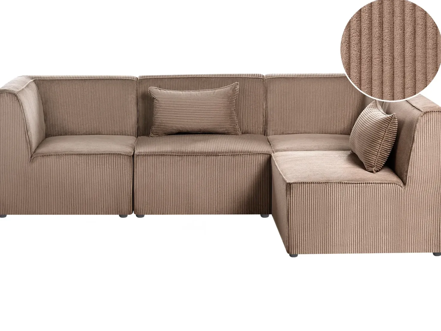 Divano angolare modulare 4 posti LEMVIG Velluto a coste Beige sabbia Lato Sinistro