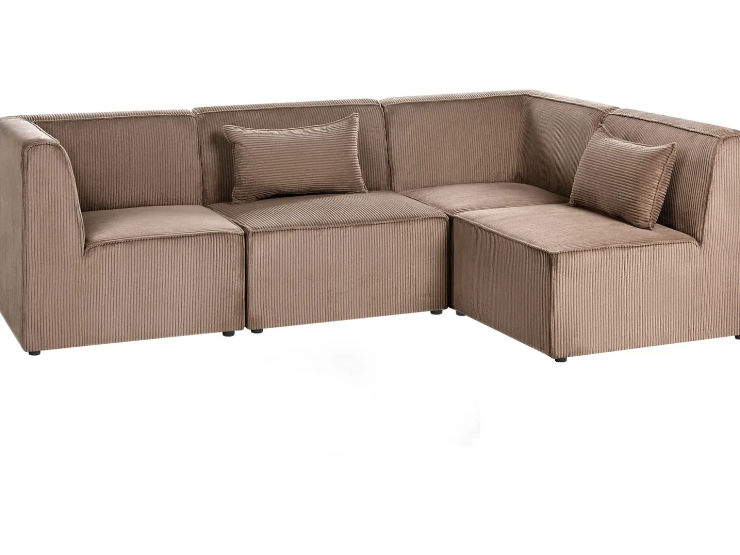 Divano angolare modulare 4 posti LEMVIG Velluto a coste Beige sabbia Lato Sinistro