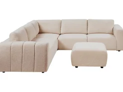Divano angolare modulare 5 posti KIVVIK Bouclé Beige con ottomana Lato destro