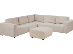 Divano angolare modulare 5 posti KIVVIK Bouclé Beige con ottomana Lato destro
