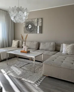 Divano angolare modulare 4 posti TIBRO Tessuto Beige chiaro Lato destro
