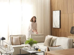 Divano angolare modulare 4 posti TIBRO Tessuto Beige chiaro Lato destro
