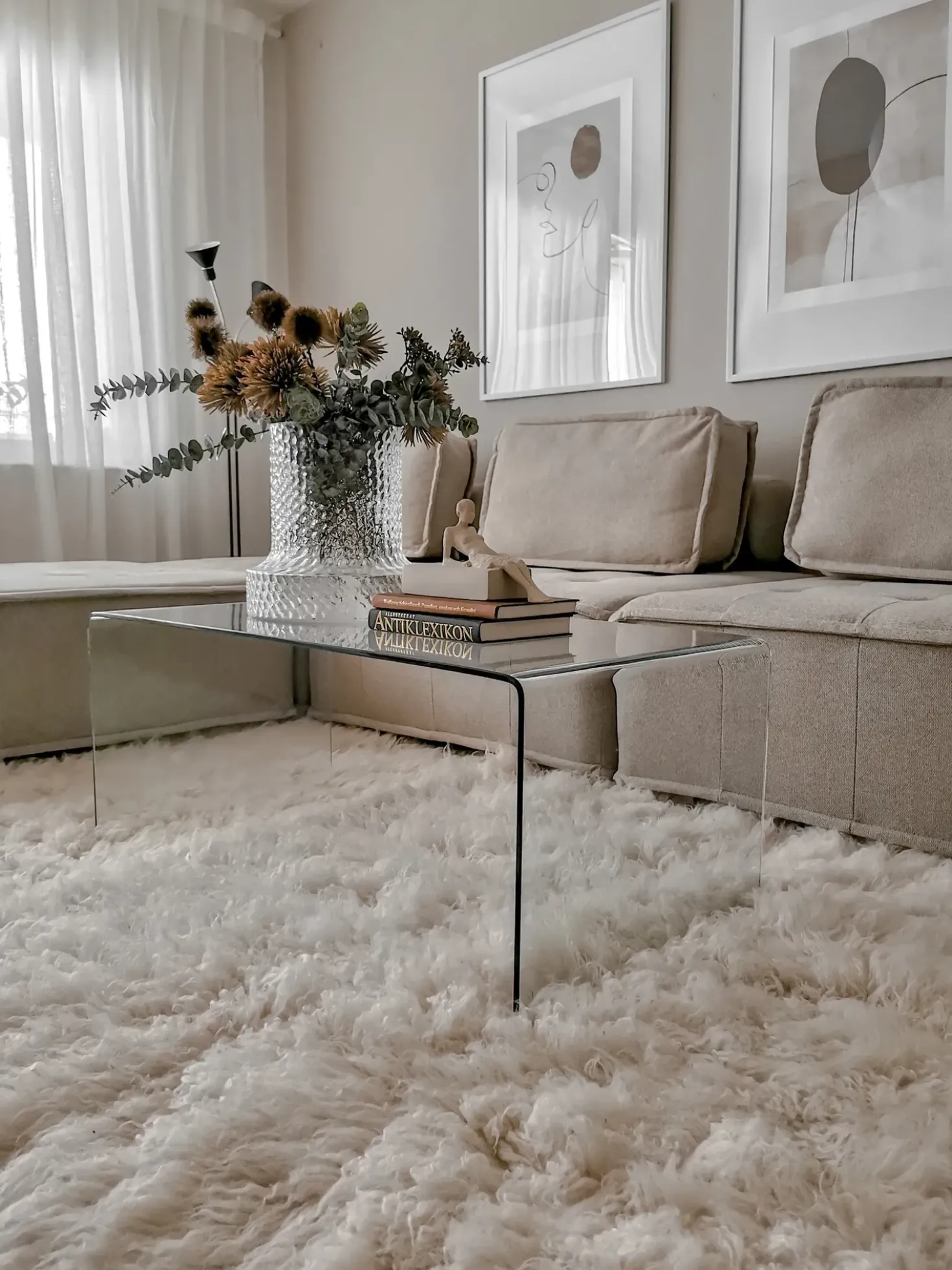Divano angolare modulare 4 posti TIBRO Tessuto Beige chiaro Lato destro