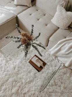 Divano angolare modulare 4 posti TIBRO Tessuto Beige chiaro Lato destro