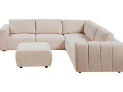Divano angolare modulare 5 posti KIVVIK Bouclé Beige con ottomana Lato Sinistro